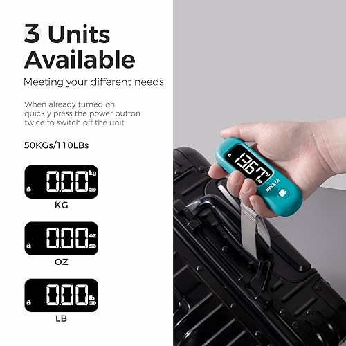 Miniatura 4 de pack all Báscula de equipaje de 110 libras, báscula digital de equipaje de mano, báscula de peso para maleta de viaje con pantalla LCD, batería