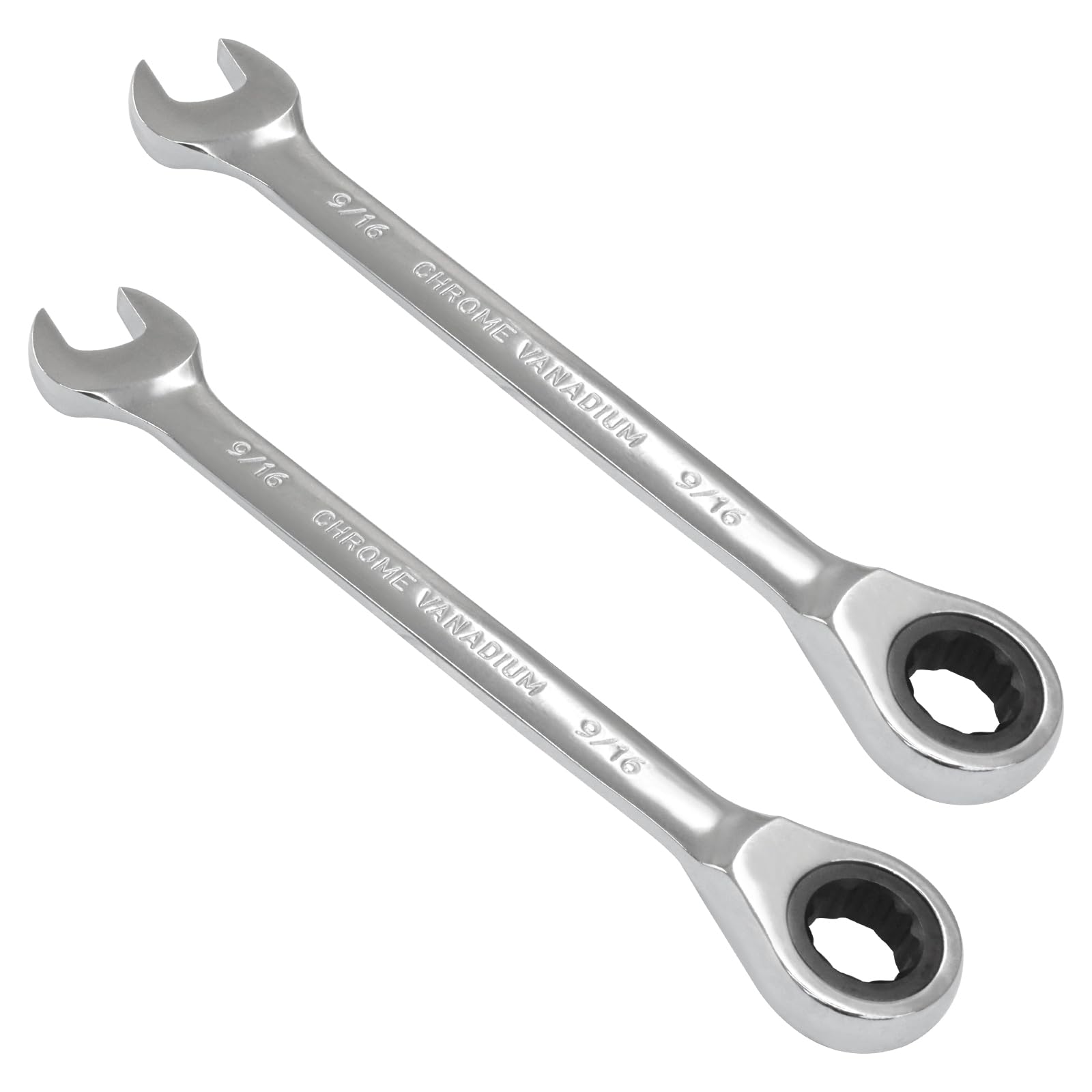 2 Pcs 9/16 Inch Ratchet Combination Wrench, Imperial SAE 72-Tooth