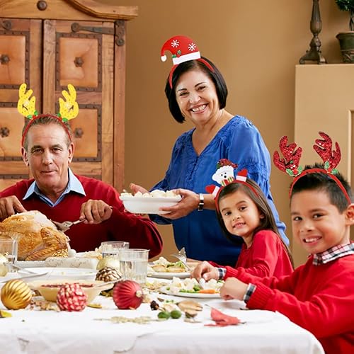 Miniatura 5 de Paquete de 8 diademas de Navidad, diademas de Navidad con diferentes diseños para niños y adultos, recuerdos de fiesta (talla única) rojo, blanco,