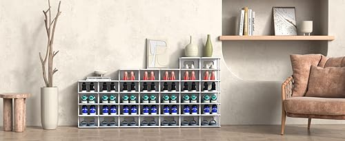 Miniatura 8 de ZOINLIY Organizador de zapatos apilable para armario, zapatero pequeño para entrada, dormitorio, dormitorio, estante de zapatos independiente, cubo