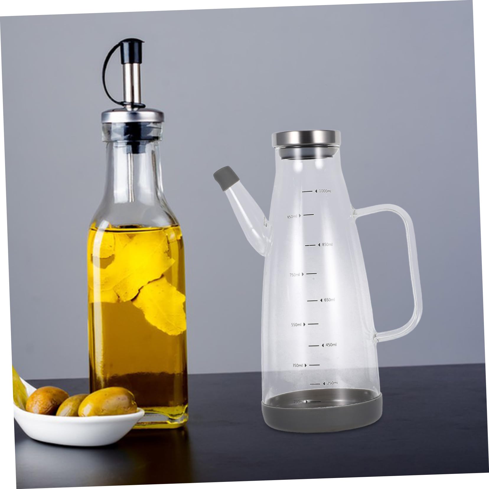 ABOOFAN 2 Piezas Dispensador de vinagre de cocina botella para vinagre y aceite recipiente de aceite de oliva dispensador de vaso Alto borosilicato Transparente