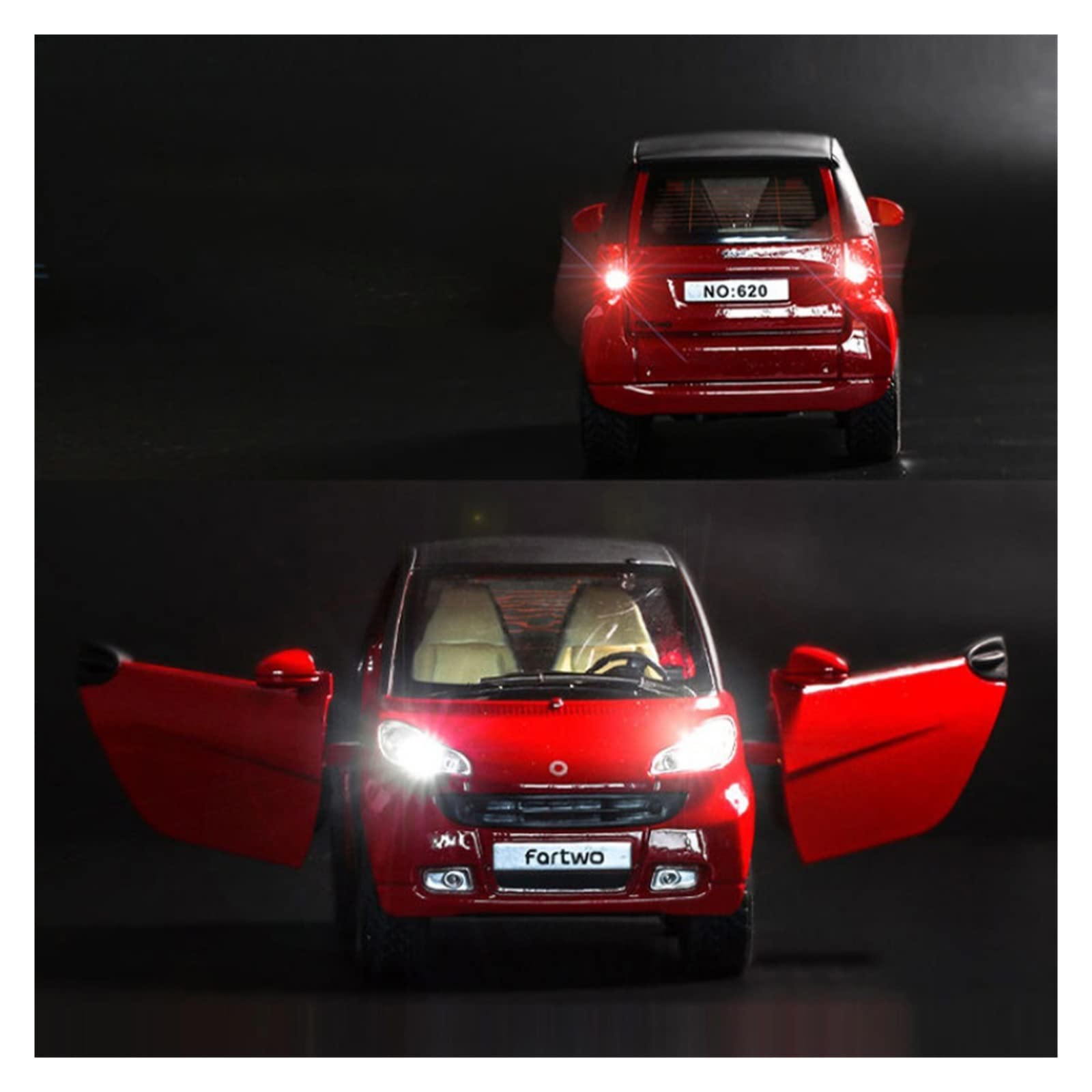1:24 Per Smart Fortwo Lega Di Metallo Pressofuso Veicolo Giocattolo Modello Di Auto In Metallo Regalo(White)