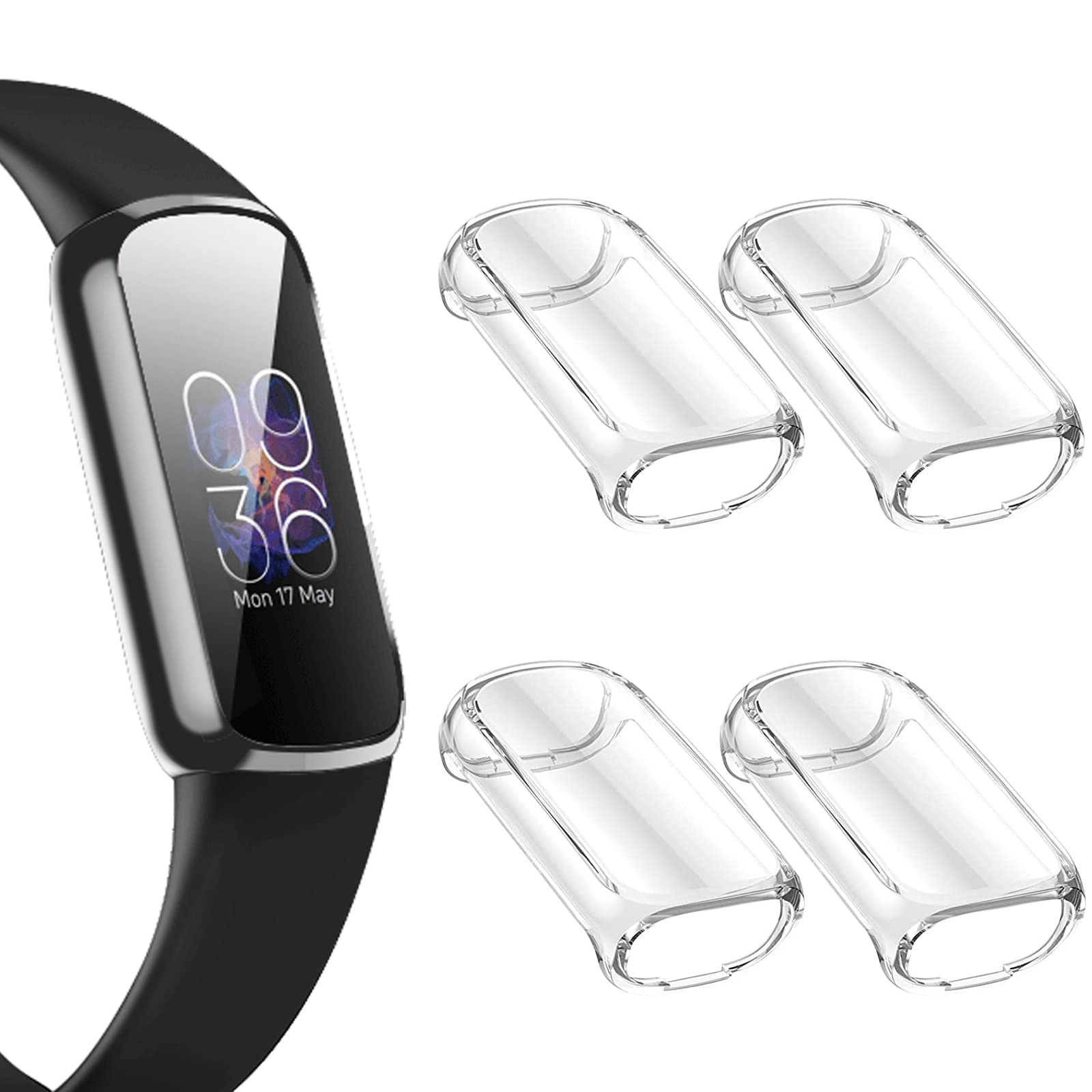 SENGKOB4-Pack Screen Protector Case Compatible with Fitbit Luxe,Soft TPU Full Around Protector Cover Accessories for Fitbit Luxe(Clear+Clear+Clear+Clear)