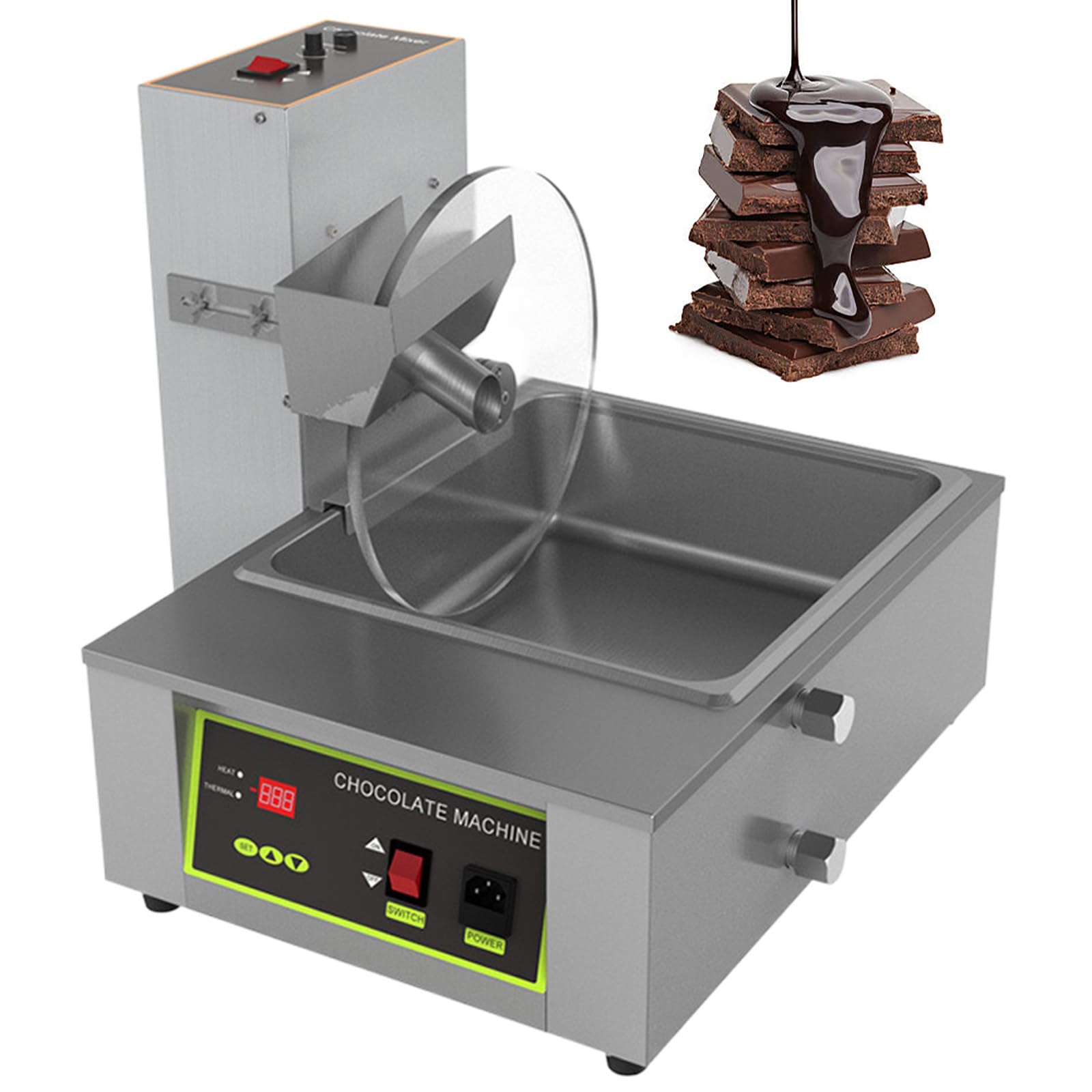 Tempéreuse à Chocolat, Fondoir électrique en Acier Inoxydable, Mélangeur à Chocolat avec Four de Fusion, Machine de Moulage et de Fusion pour Enrobage de Chocolat,8kg