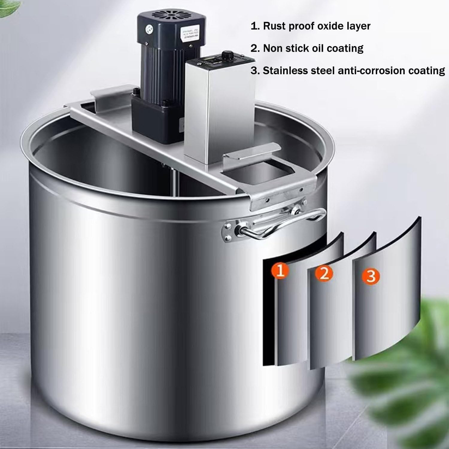 Mescolatore per condimenti per insalata in acciaio inox, 40 l, per marmellate, salse, ripiene, zuppe, condimenti