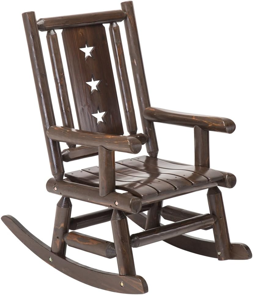 Wood Outdoor Vintage Rocking Chair Rustic Porch Rocker Heavy Duty Big Log Accent Chair Wooden Patio XL Lawn Chairs Oversize Furniture for Adult