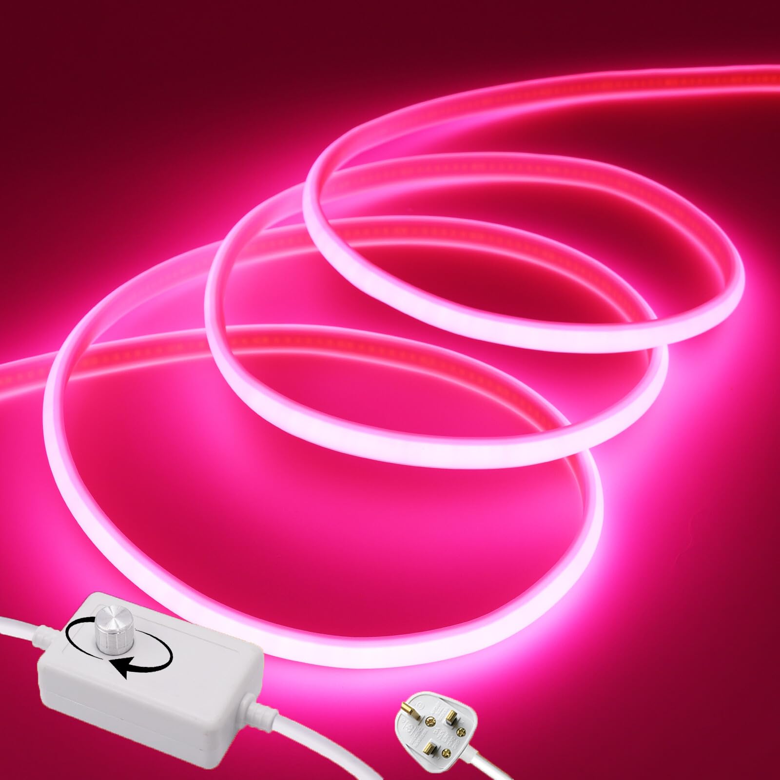 Wisada Dimmable Flexible COB LED Strip CRI90+[9M,Pink], 288 LEDs/m Cuttable FCOB LED Neon Strip Rope Light, AC220-240V, DIY Design, IP65 Waterproof Home & Shop Decorative Lighting Fairy Lights