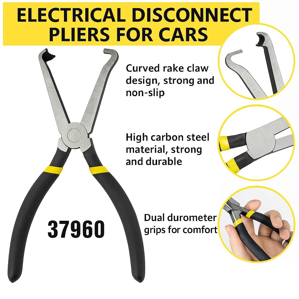 Automotive Electrical Connector Pliers, 37980 37960 Quick Electrical Disconnect Pliers Sets for Cars, 60 Degree Fuel Line Petrol Clip Pipe Plier, Automotive Electrical Tools Hose Disconnect Tools