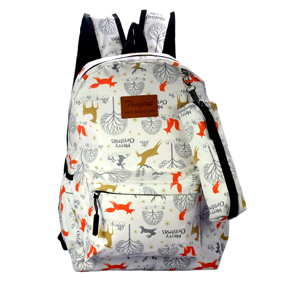 Tinytot 3 Compartments 20 Litre Lightweight Waterproof Backpack Bags For Women - 17 Inch College Bag For Girls With Pencil Pouch,Medium School Bag For Girls 8+ Years,Office & Picnic Bag,white