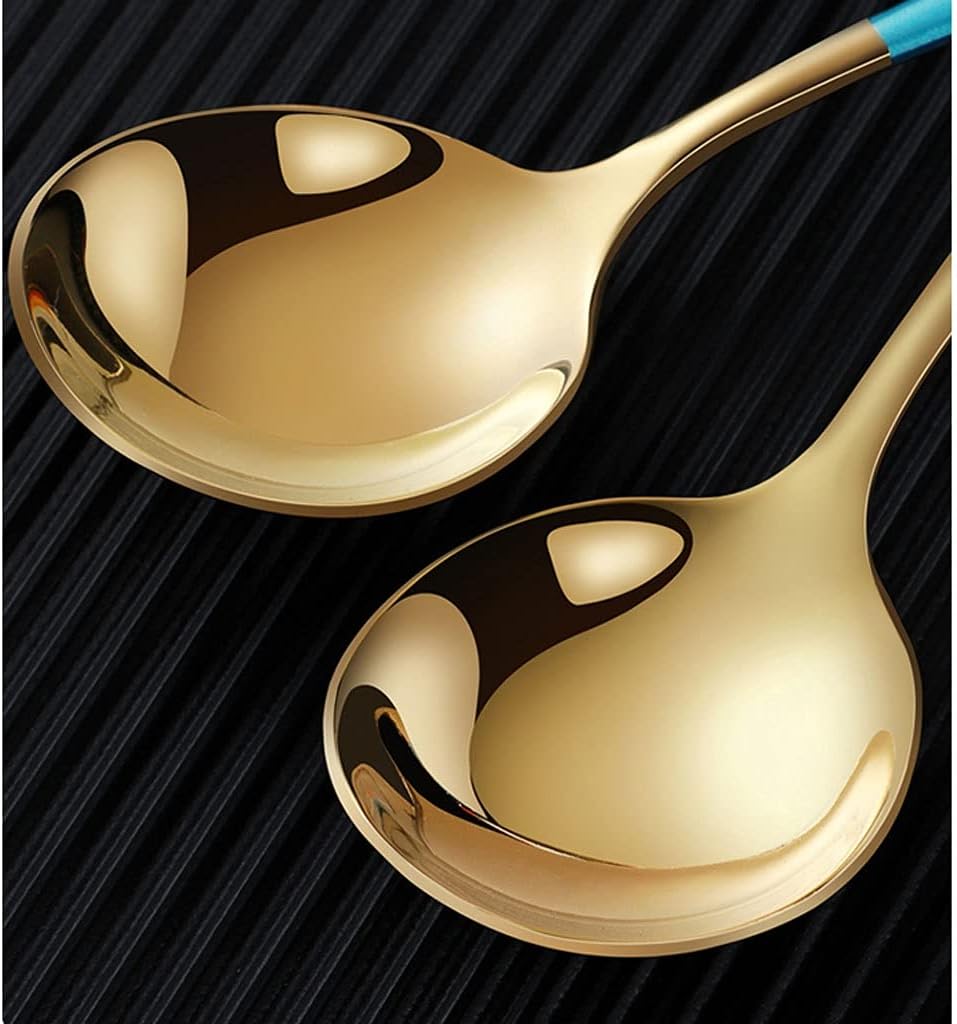 Spoons,soup spoons,Spoons for Cooking Kitchen Dessert Spoon Stainless Steel Soup Spoon Soup Spoon Household Eating Spoon Coffee Stirring Spoon Spoon Two Pieces Dinner Spoon Teaspoons(Hand-gold)