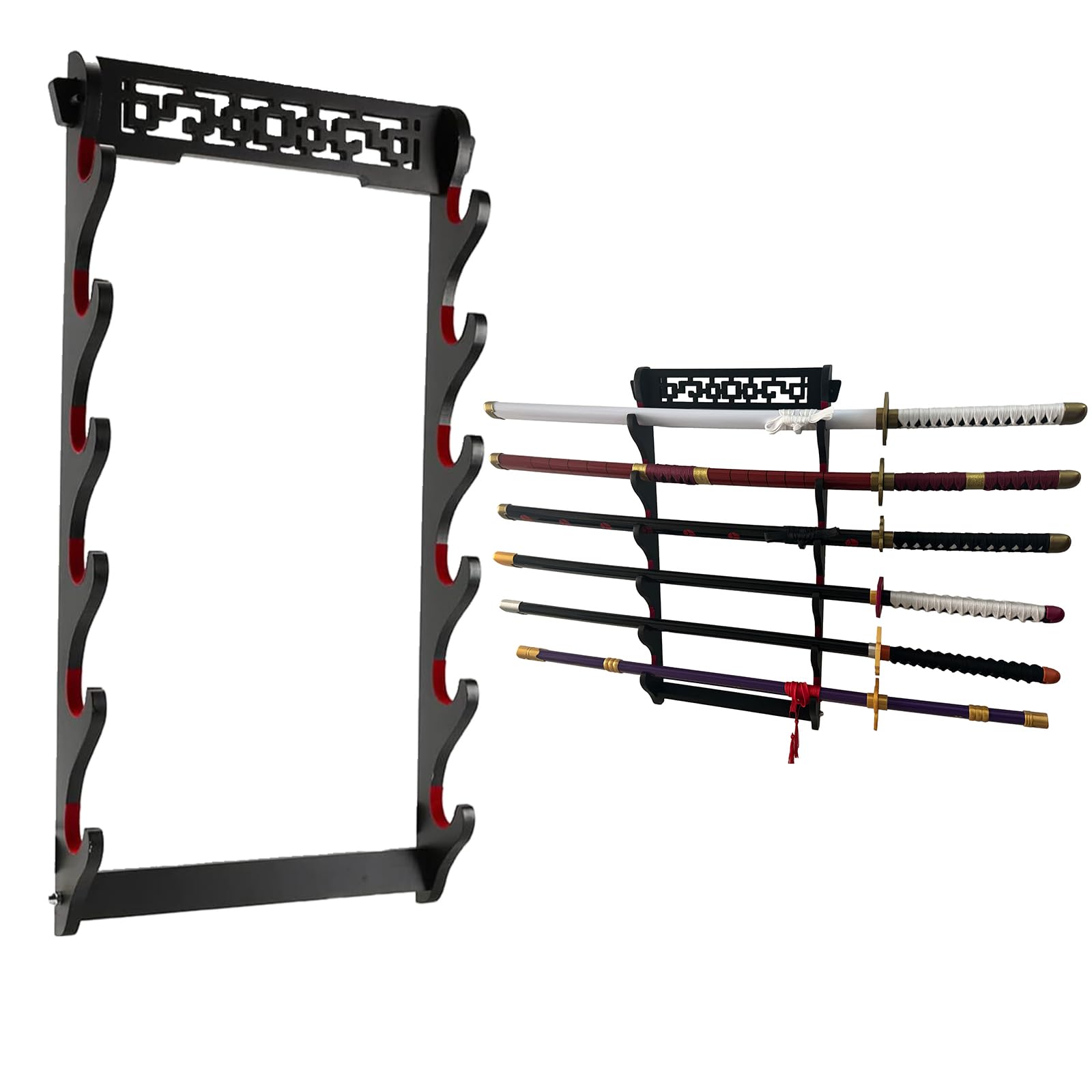Soporte para espadas Katana de 6 niveles, para espada Samurai, soporte de pared Wakizashi Tanto para colgar en la pared, espada