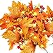 Produktbild MUSCCCM Herbstgirlande,2m Ahornblatt Lichterketten mit 20 LED 26 Blätter 7 Blumen 6 Fruchtbüschel Herbst Dekoration für Fallen Weihnachten und Außen Zuhause Herbstparty Batterie Girlande