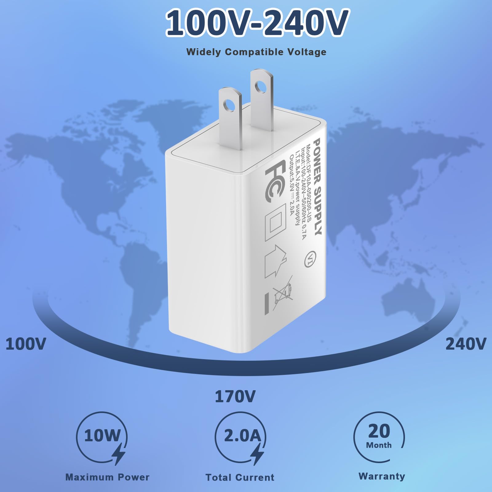 Chargeur mural USB 5 V 2 A AC Adaptateur bloc d'alimentation