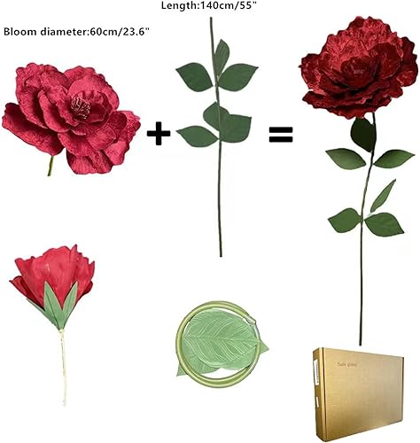 Miniatura 4 de YunPenger Flores gigantes de rosas artificiales, peonía de terciopelo, regalo creativo hecho a mano para aniversario de boda, día de San Valentín,