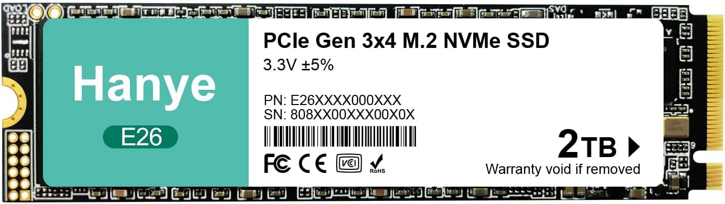 Hanye 内蔵型 SSD 2TB PCIe Gen3x4 M.2 NVMe 2280 3500MB