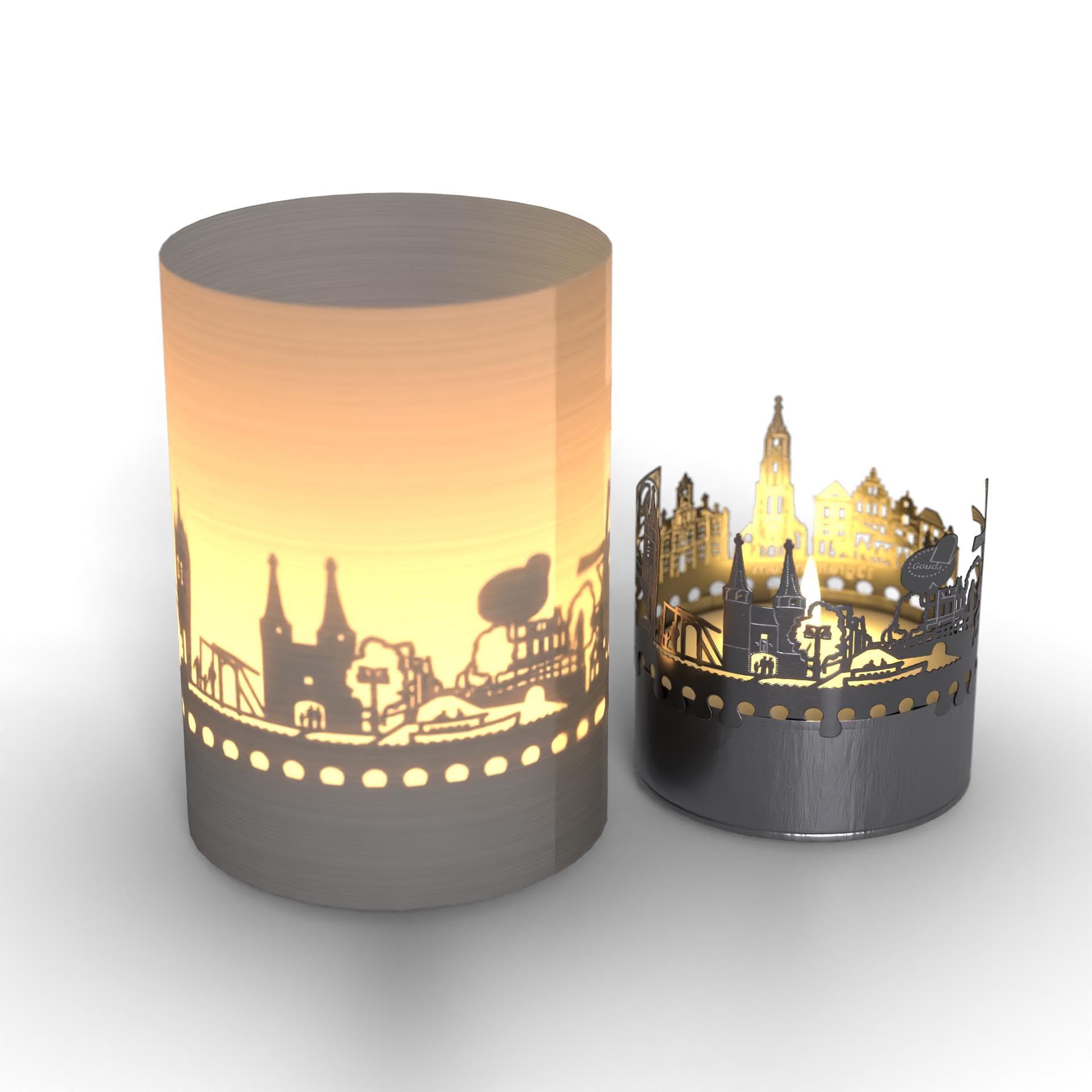 13gramm Delft Skyline Gift Tube Shadow Play Candle - Projection Candle with Landmarks, Souvenir for Delft Fans, Dutch Culture Home Decor - Perfect Delft Blue Souvenir Gift!