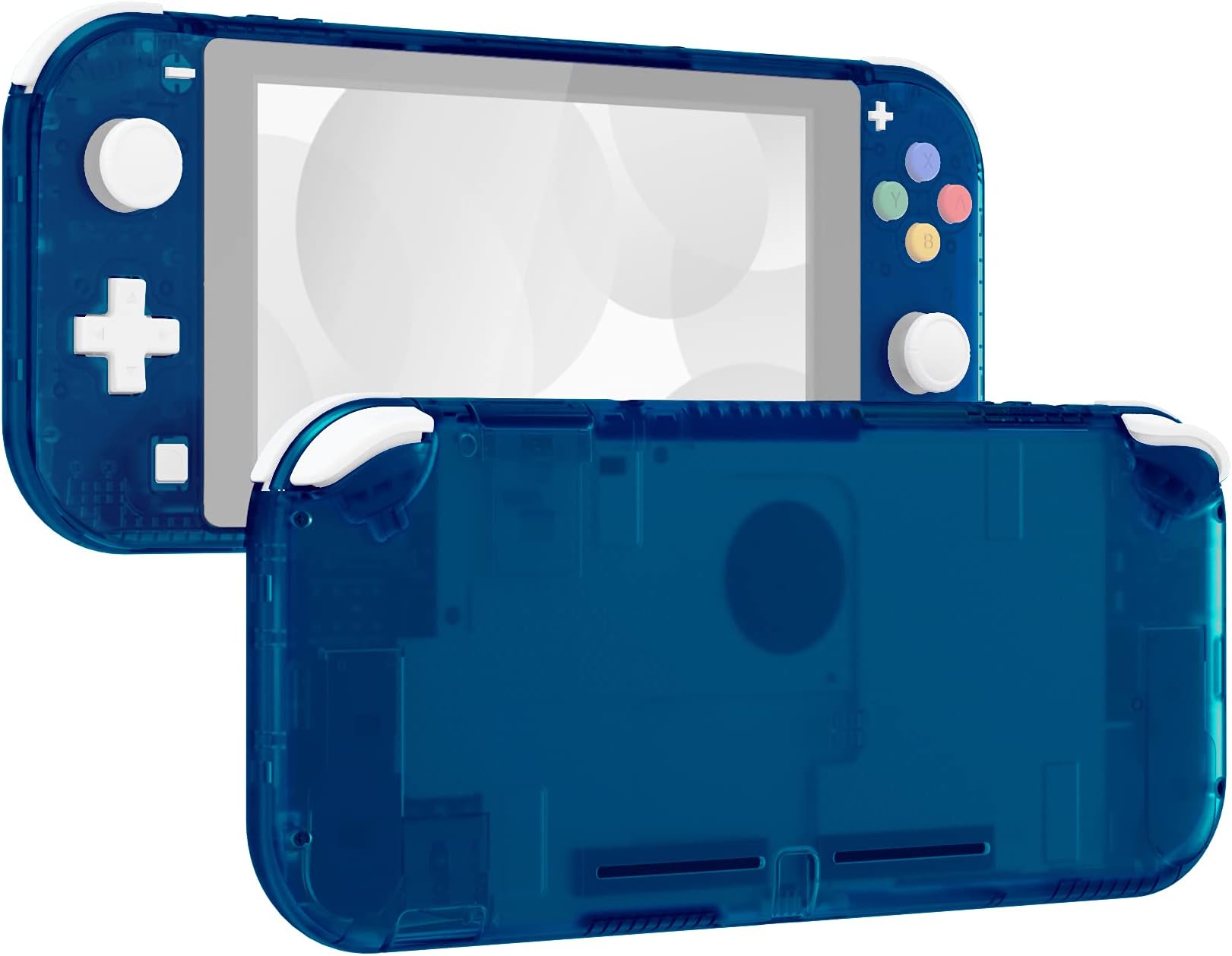 eXtremeRate Transparent Clear Blue DIY Replacement Shell for Nintendo Switch Lite, NSL Handheld Controller Housing with Screen Protector, Custom Case Cover for Nintendo Switch Lite