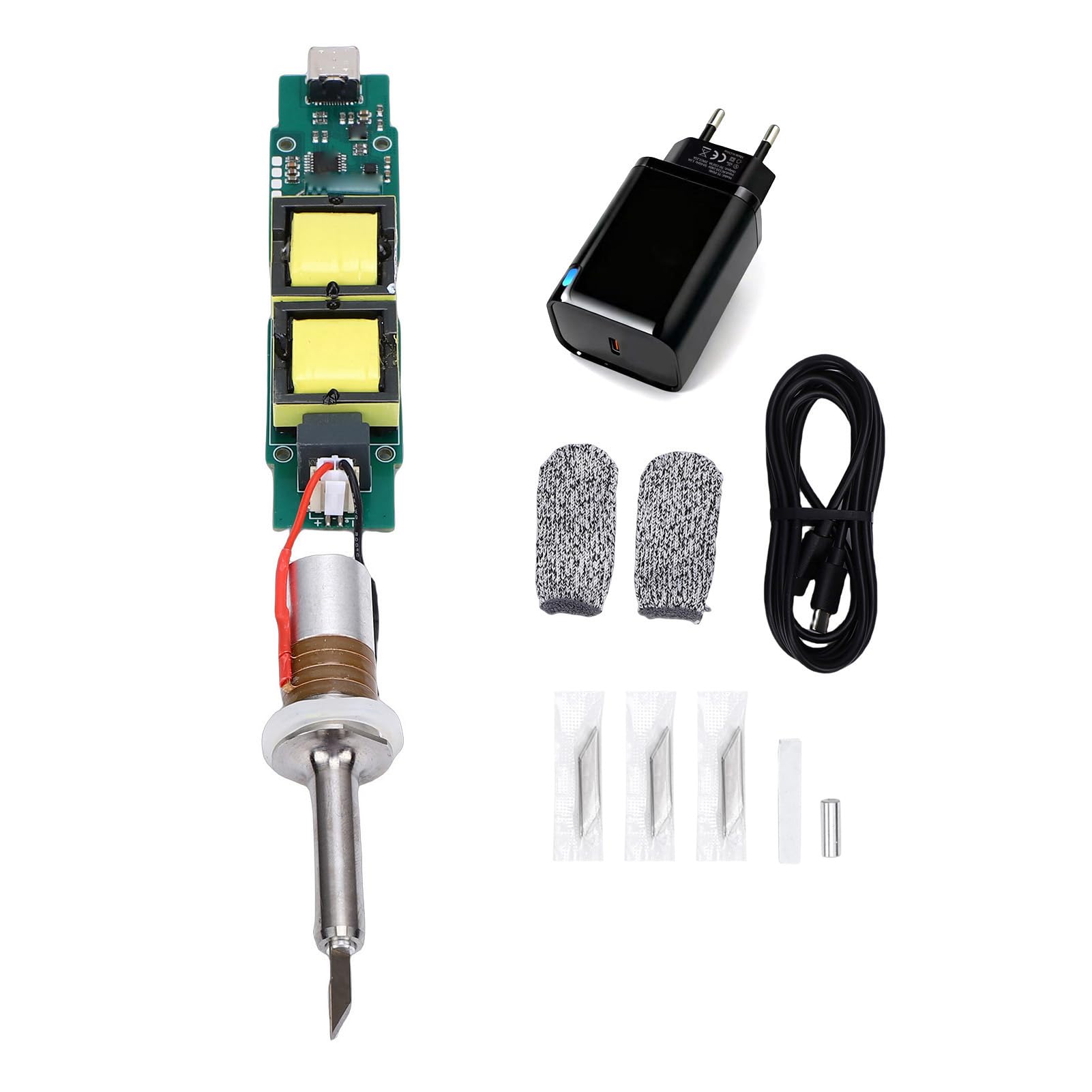 Generic Ultraschall-Schneidwerkzeug-Wandler mit Hoher Effizienz für 3D-Druckmodelle, Kunststoff, Holz, Harz, Bastler-Kit (EU-Stecker)