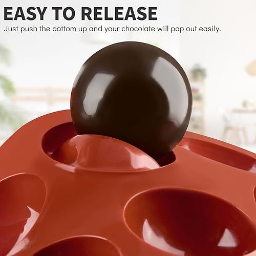 Miniatura 4 de Paquete de 4 moldes de silicona semiesférica medianos, moldes de bomba de chocolate caliente de 2 pulgadas, 6 cavidades de media esfera de silicona