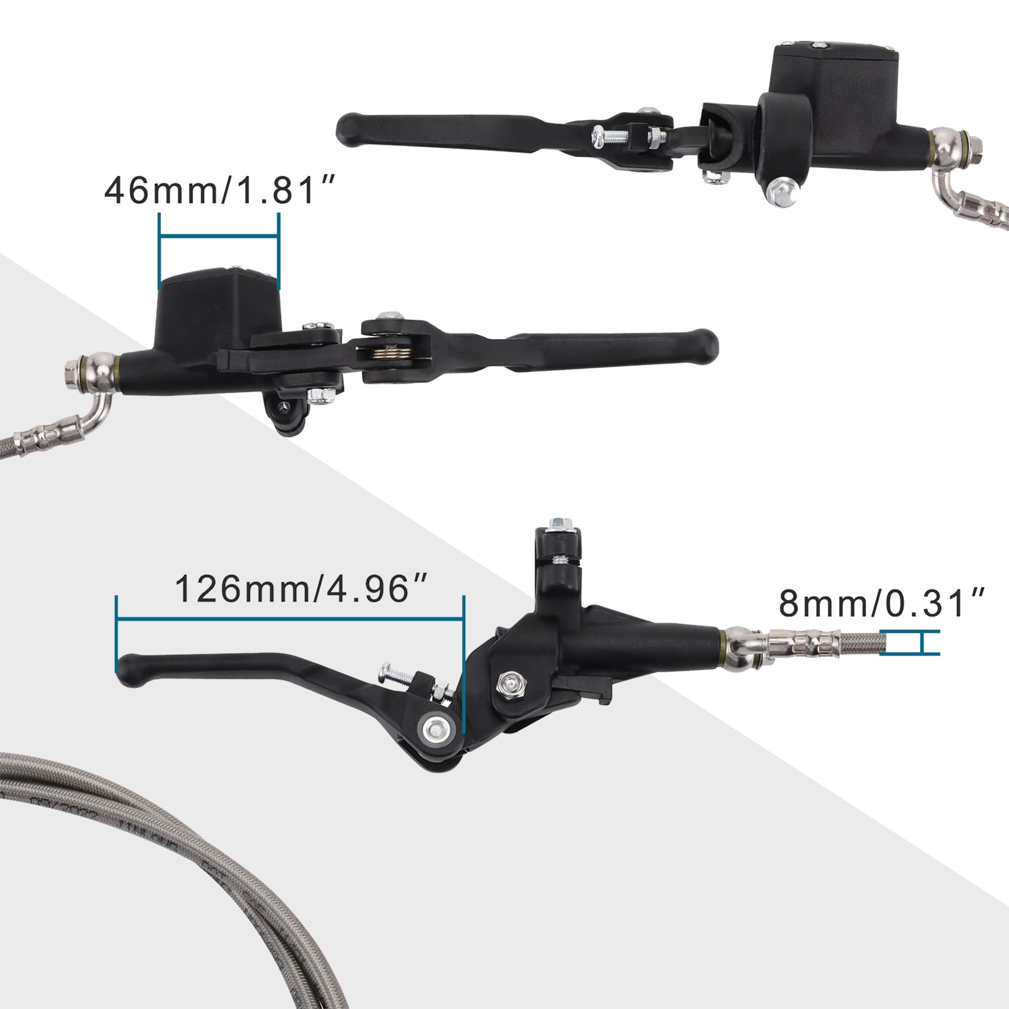 GOOFIT 1200mm Leveau d'embrayage hydraulique Leveau de réservoir de fluide de maître cylindre Remplacement pour 125cc - 250cc Moteur Vertical Off Road Motocycle Pit Dirt Bike Motocross ATV Quad Noir