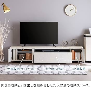 ★みも★大川家具　大理石調 テレビ台 引き出し付き 楽天市場】テレビボード 大理石調 白 幅150 テレビ台 ローボード