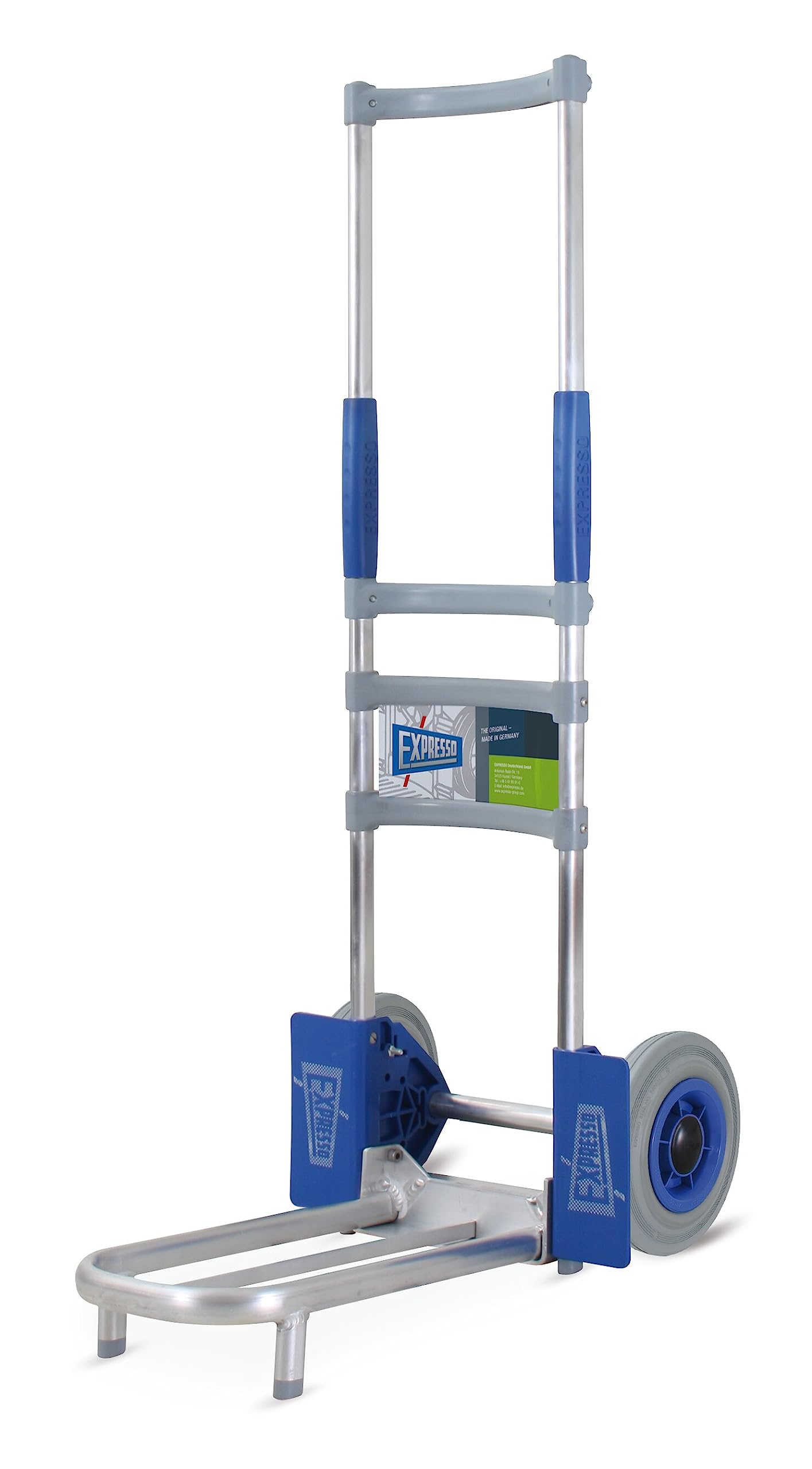 Vollmontierte EXPRESSO Alu Sackkarre für Koffer AE25127642 / 75kg / pannensichere Räder/Klappbare Rohrschaufel: L 42,5 x B 22 cm