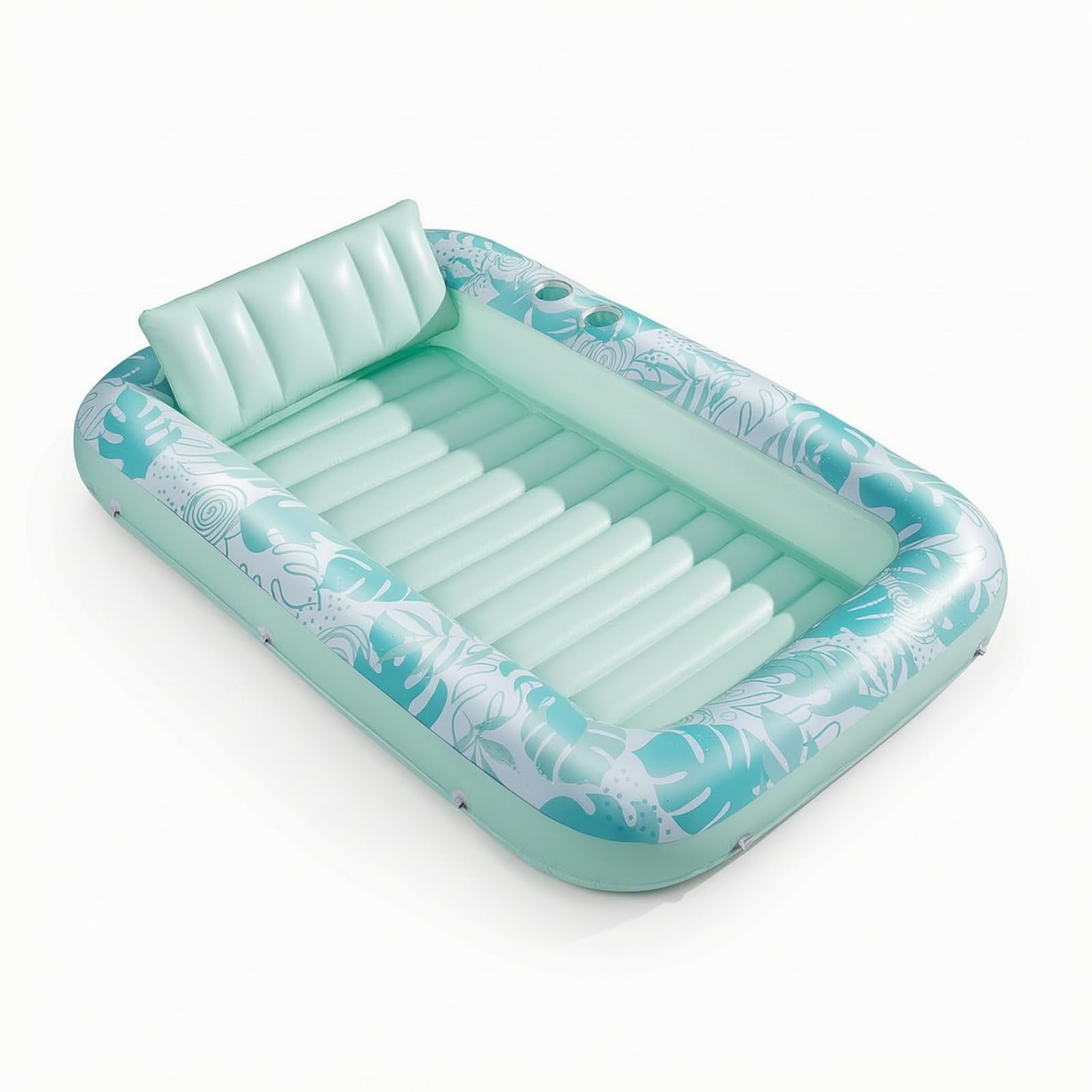 Letto Galleggiante Gonfiabile Lettino Acquatico Materassino Galleggiante Poltrona da Acqua con Cuscino Rimovibile Portabicchieri Pompa Casa Inclusa, Verde