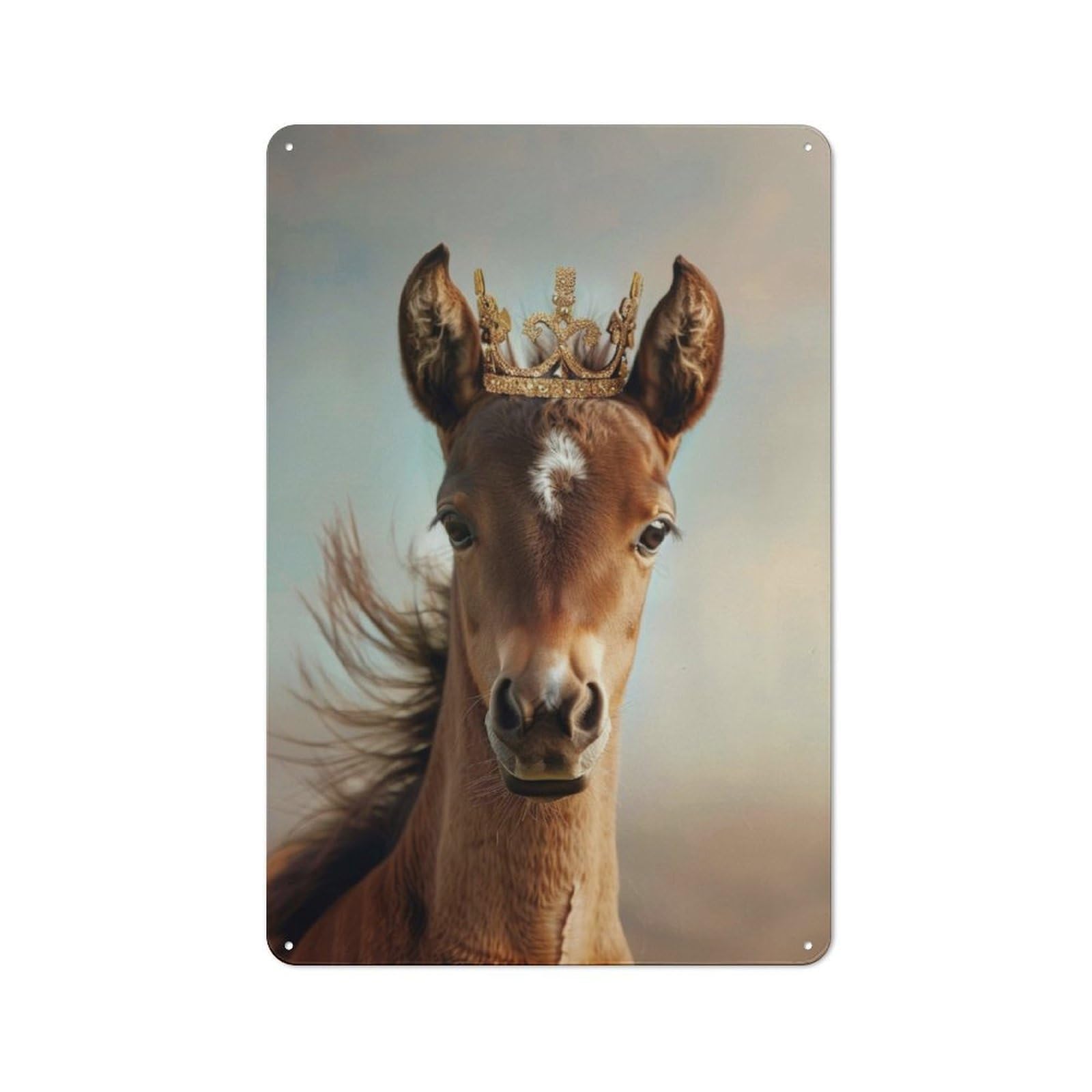 Junmoney Horse Pastel Crown Vintage Tin Wall Plaque 30X20cm For Hallway Wall, For Kitchen, Dining Room And Home Bar Wall Decor