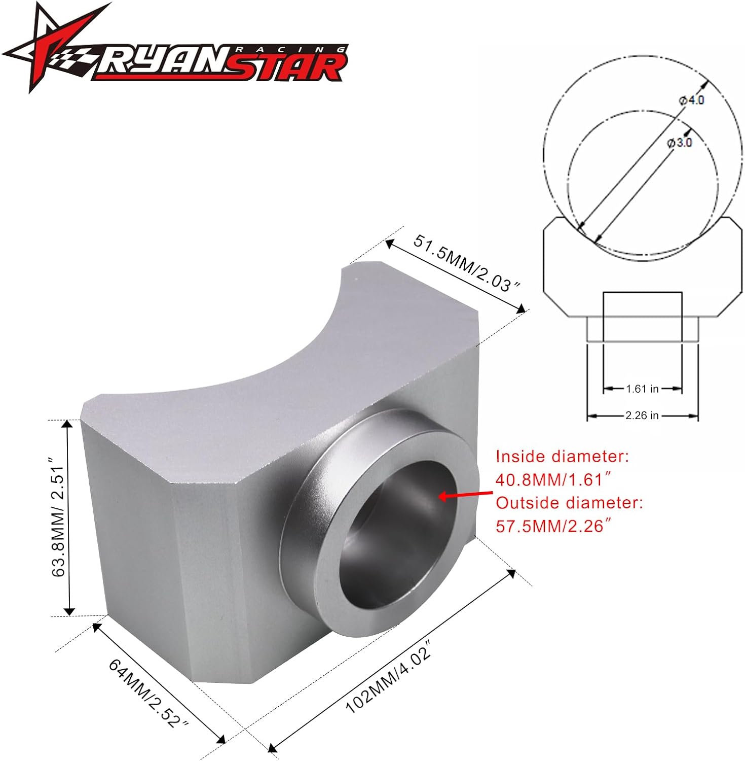 RYANSTAR RACING Lifting Axle Saddle Axle Adapter Compatible with Hydraulic Jack Bottle Jack Floor Jack Silver