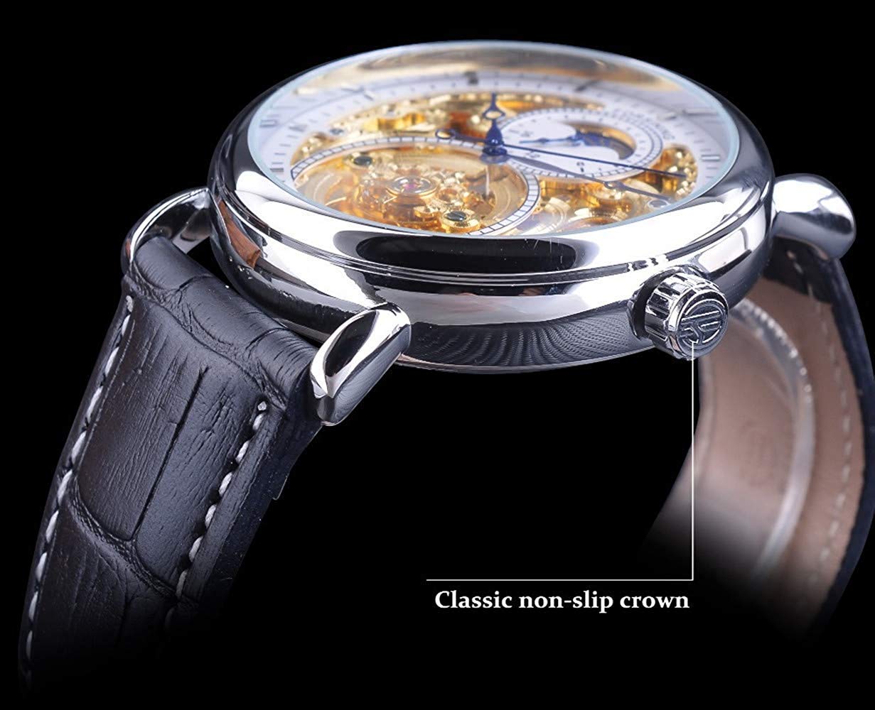 Carlien Herren-Automatikuhr, goldfarben, Tourbillon, Skelettuhr, Mondphase, wasserdicht, Edelstahl