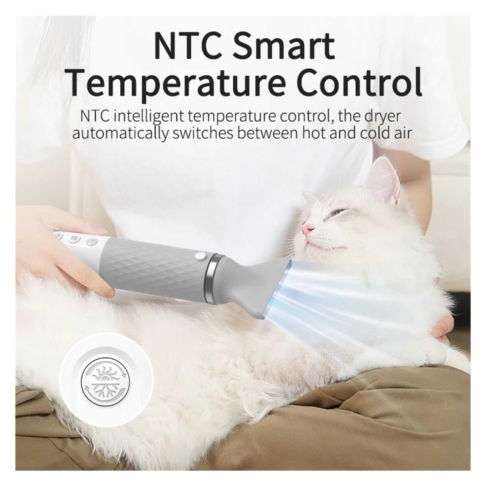 Przenośna Suszarka Do Włosów Dla Zwierząt 2 W 1 Psów Kot Grzebień Pielęgnacji Szczotka NTC Inteligentne Sterowanie Profesjonalna Nadmuchowa Dmuchawa Szybkie Bezpieczne Suszenie