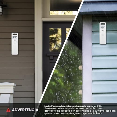 Miniatura 7 de Termómetro higrómetro para interiores y exteriores, estación meteorológica inalámbrica, monitor de temperatura y humedad alimentada por batería