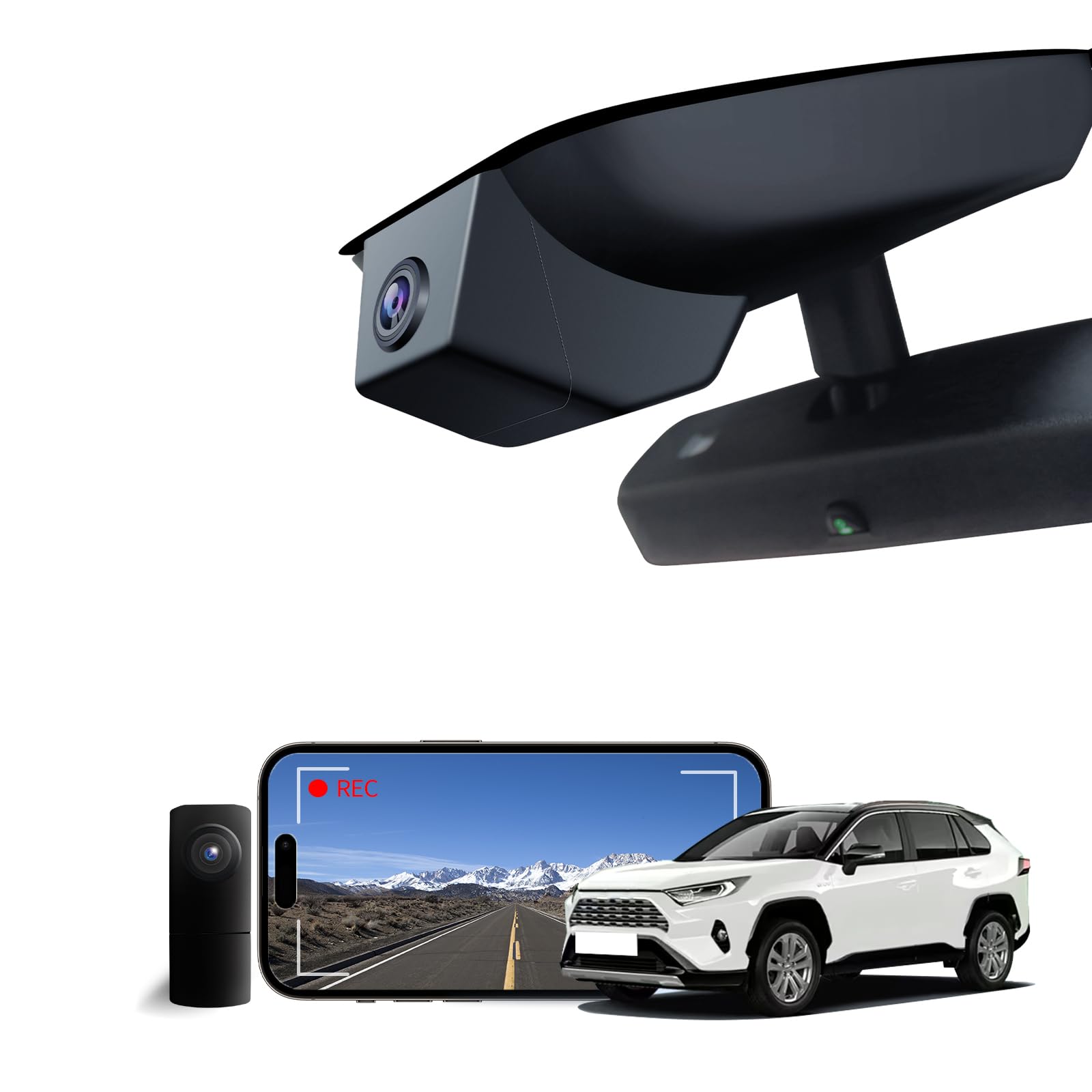 Front 4K & Rear 1080P Dash Cam for 2022 2023 2024 2025 Toyota RAV4 LE Limited SE Adventure XLE XSE (Model B)(with Vent Hole),OEM-Style,Loop Recording,Easy Installation,WiFi & App,128G Card