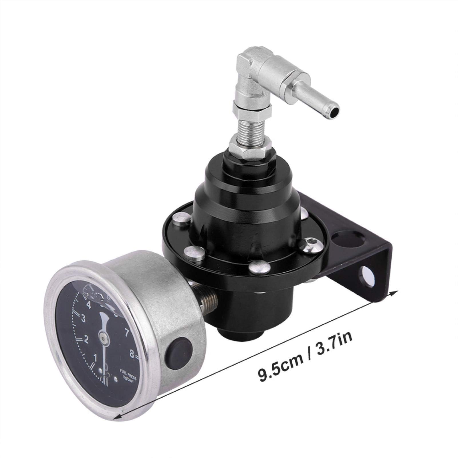 Fydun Regolatore Di Pressione Del Carburante Universale, 160psi Regolabile, Kit Con Manometro, In Alluminio Leggero, Migliora L’Efficienza Del Carburante, Compatibile Con Motori Turbo(Nero)
