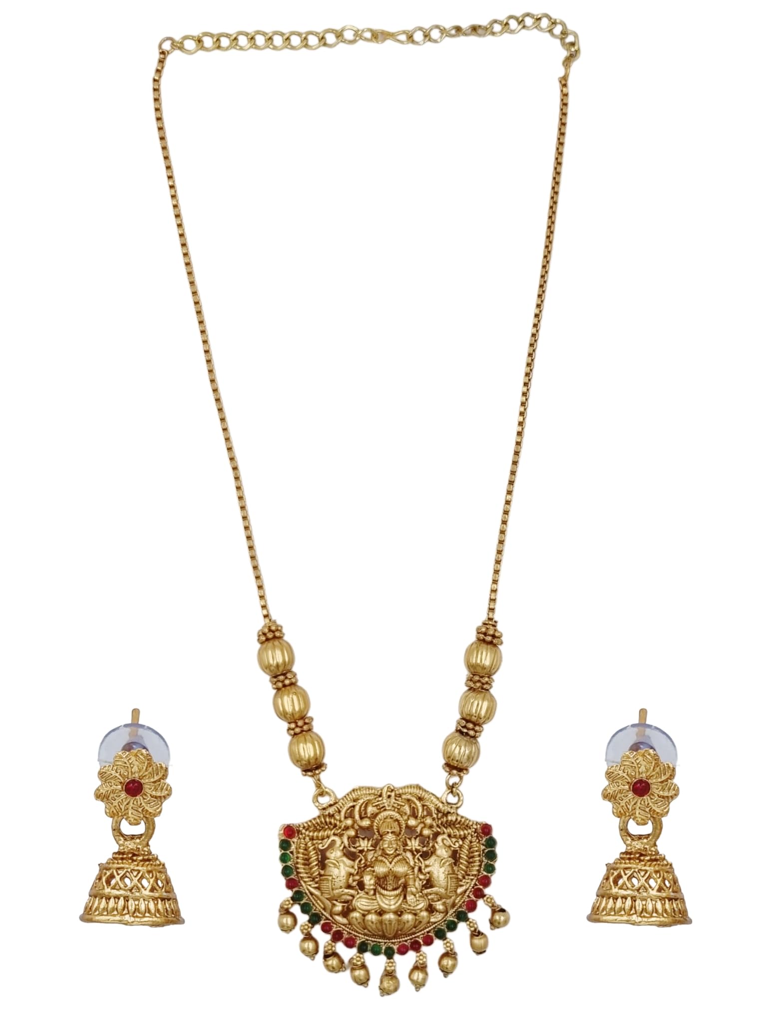 AARNAANecklace Set for Women with Earrings for Girls Stylish, Antique Lakshmi Mata Design, South Indian Jewellery set NS130405090RG