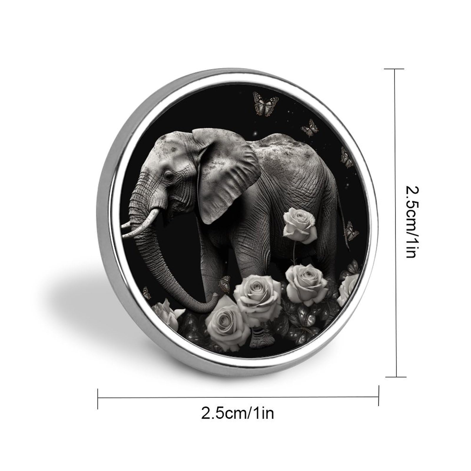 Aluminium Alloy Round Badge Brooch Pins for Men Elephant And Butterfly Brooches Elegant Pin for Women Fashion Button Badges Brooch Badge for Hats Jackets Shirts