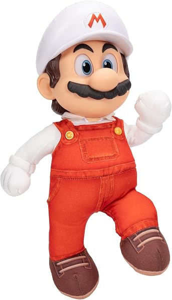„Super Mario Galaxy“-Film: Bewegliches „Fire Mario“-Plüschtier, 35 cm, offiziell lizenziert von Jakks Pacific, Stofftier mit beweglichem Kopf, Nintendo-Sammlerstück, ab 3 Jahren - 1