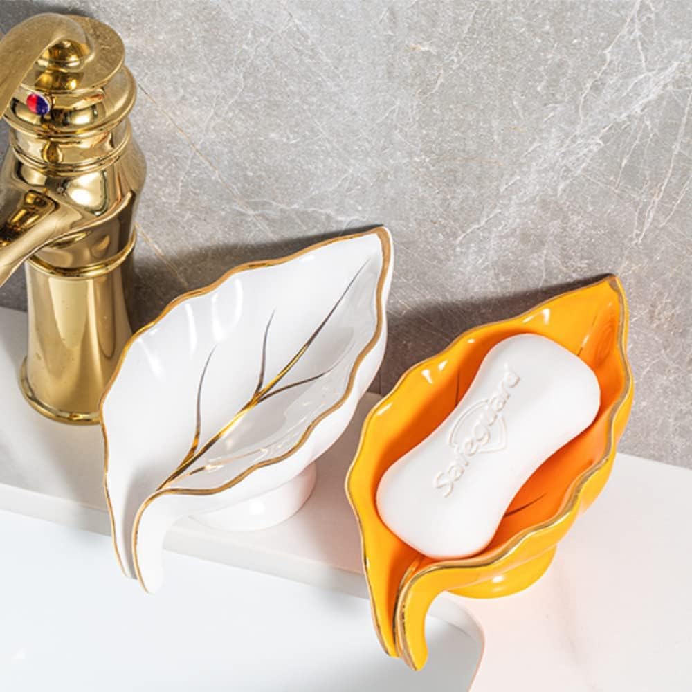 Jaboneras, Forma de Hoja Caja de jabón de cerámica Caja de Soporte de jabón de Drenaje for Ducha Baño Cocina Fregadero Bañera Accesorios de baño Accesorios de baño Verdes (Color : J)