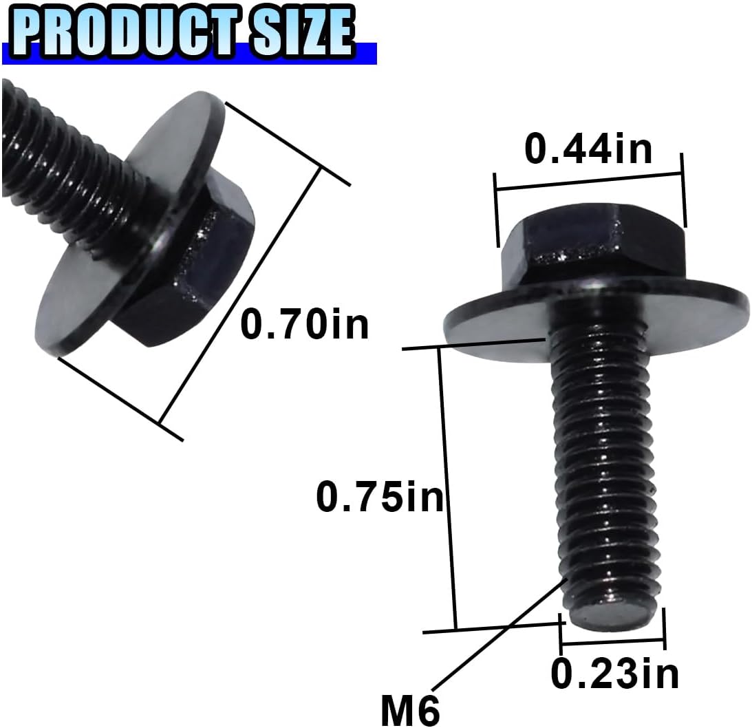 40PCS M6-1.0 x 24mm Hex Head SEMS Bolts - Automotive Body Bolts Screws Fastener Kit for Car Bumpers Fenders Splash Shield Under Cover Hood, M6-1.0 Bolt with 17.8mm Washer (40PCS)