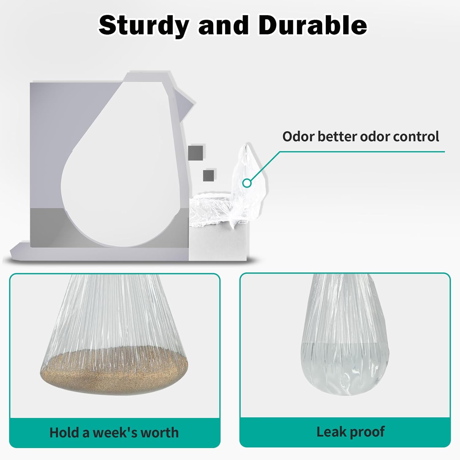Trash Bags Compatible with Popur X5 Litter Box - with Elastic Band, Thickened Design for Popur X5 Self-Cleaning Cat Litter Box/Home Trash Bags (50 Pcs)