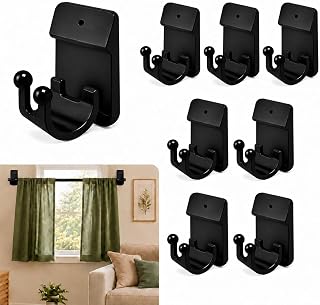 No Drill Curtain Rod Brackets, 8 Pack Self Adhesive Holders for 0.55-0.78in