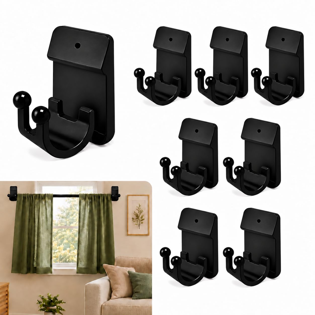 Curtain Rod Brackets, 8 ct
