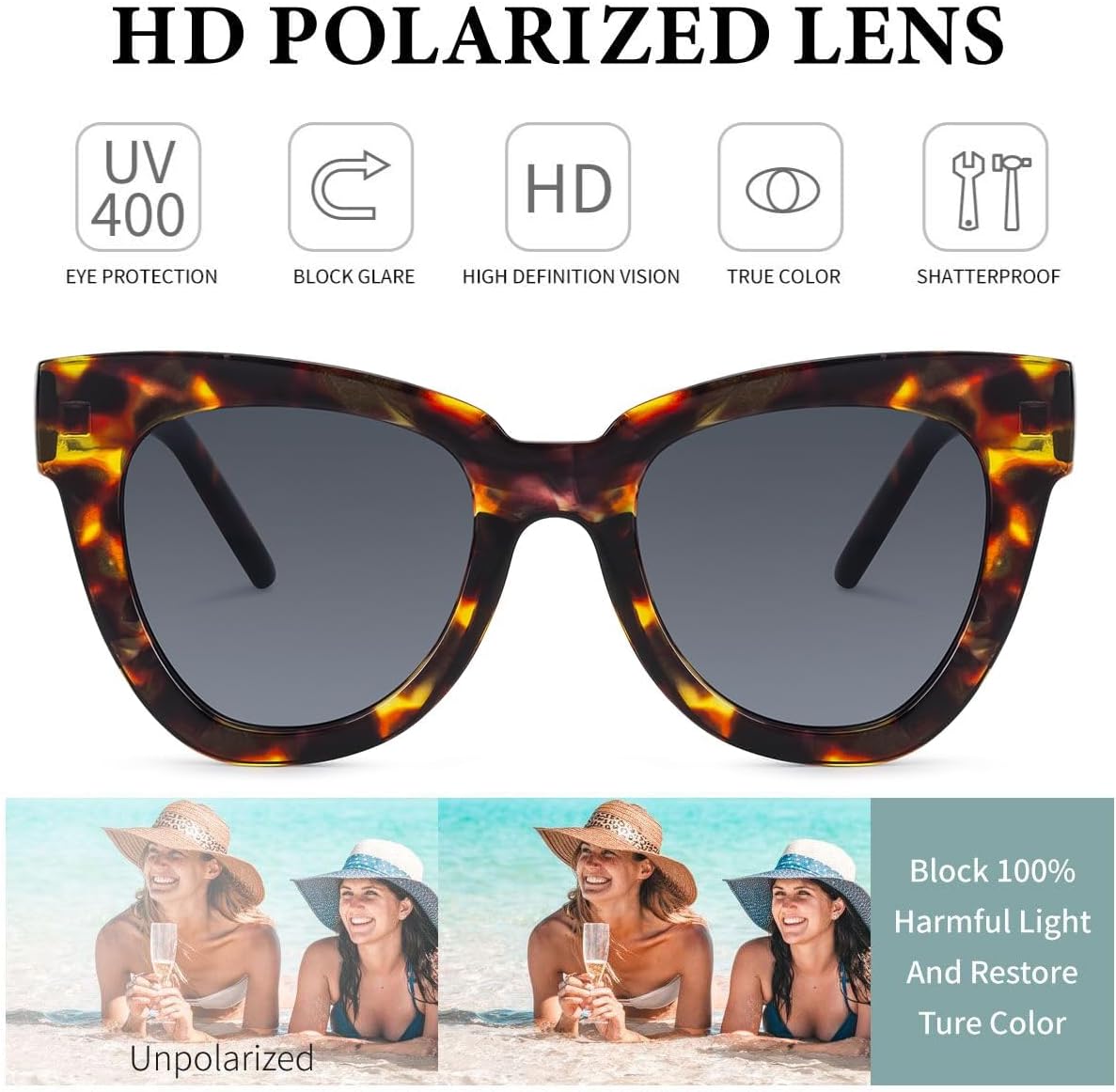 Dollger Retro Cat Eye Sunglasses Women Men Vintage Square Tortoise Shell Fashion Cateye Sunglasses - Image 5