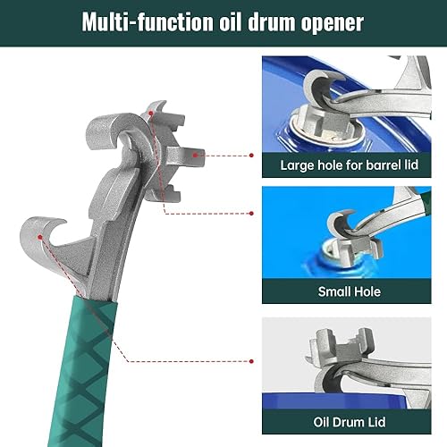 Miniatura 3 de Llave de tambor de aluminio, abrelatas de cubo de metal, llave de cubo de plástico, cubo de 5 galones con abridor de tapa, se adapta a tapas de