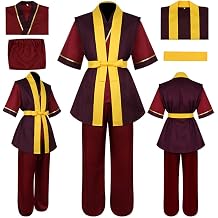 Men Zuko Costume Movie Zuko Uniform Adult Outfit Halloween Red Suit
