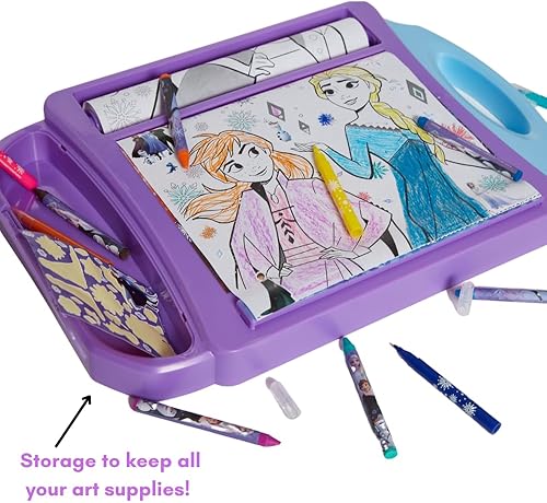 Miniatura 4 de Innovative Designs Disney Frozen Roller - Juego de escritorio artístico para niñas y niños, actividades de viaje para colorear para niños, con