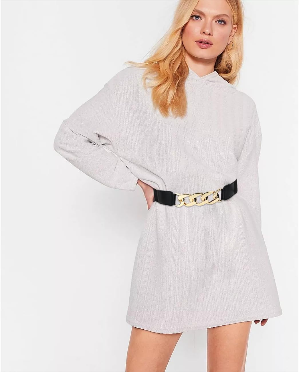 Glamorstar Women Wide Elastic Belts for Dresses Stretchy Cinch Waist Belts - Image 4