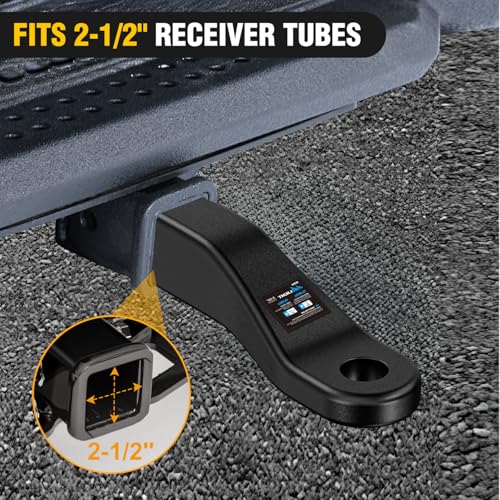 Image of Nilight Trailer Hitch Ball Mount with 5 /8 inch Hitch Pin Clip Fits 2-1 /2 Inch Receiver Square 15000 lbs 2 inch Drop 1 /2 inch Rise, 1-1 /4-Inch Hole, Gloss Black Powder Coat