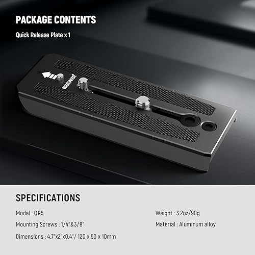 Miniatura 7 de Neewer 501PL - Placa de liberación rápida con cabezal fluido de trípode, placa de montaje de cámara con tornillos de 14 y 38 pulgadas, pin anti