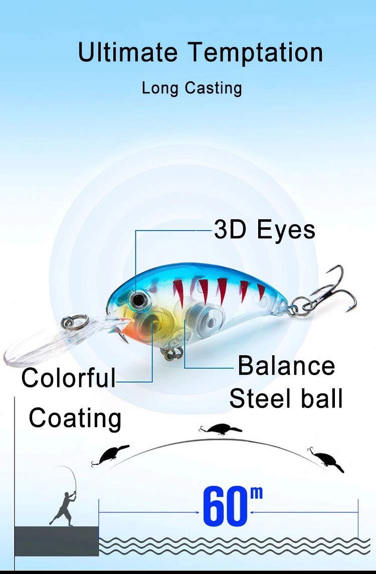 Top Water Fishing Lure, 10cm 15g Minnow Lure Wobbler Artificial Crank Bait Bass Fishing Lure Pike trolling Pesca carp Fishing Tackle 1pcs Crankbait Fishing Lure